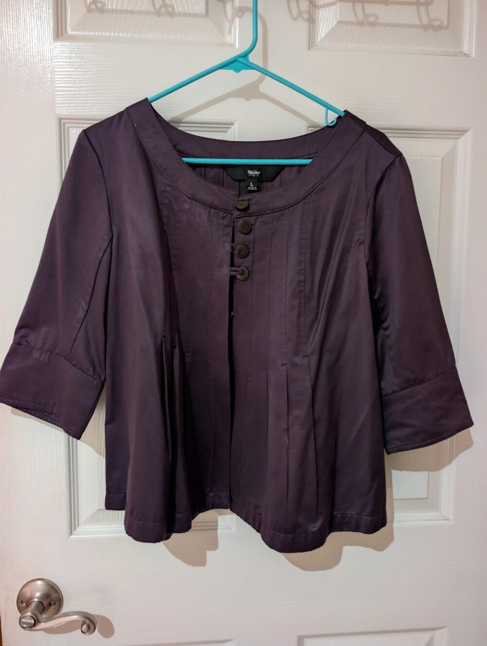 Source Unknown Plum Button-Front Pleated Tunic